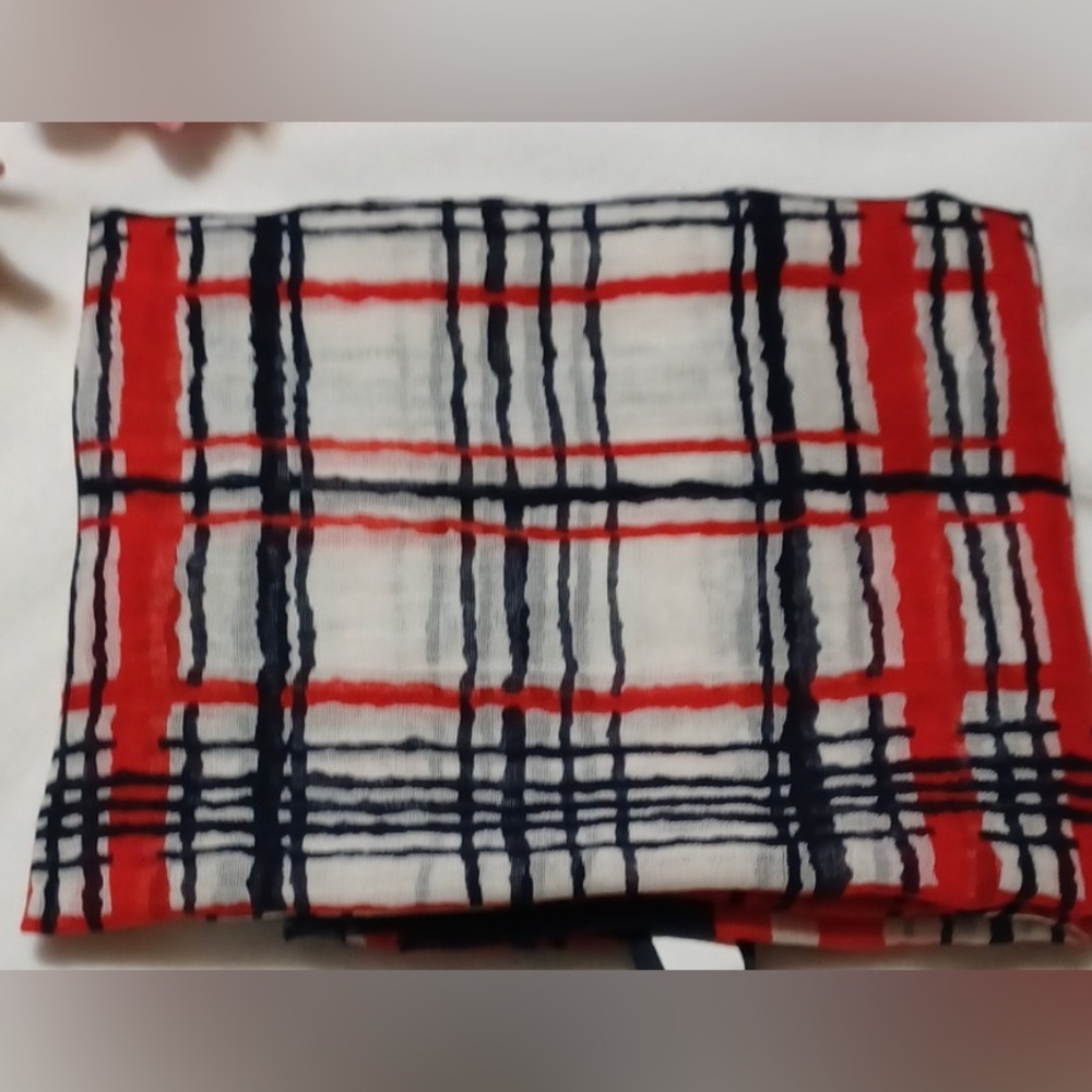 Tommy Hilfiger Scarf - blue and red plaid - Picture 2 of 2